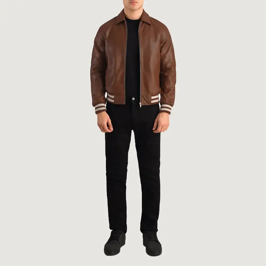 Men's Modern Leather Varsity Jacket