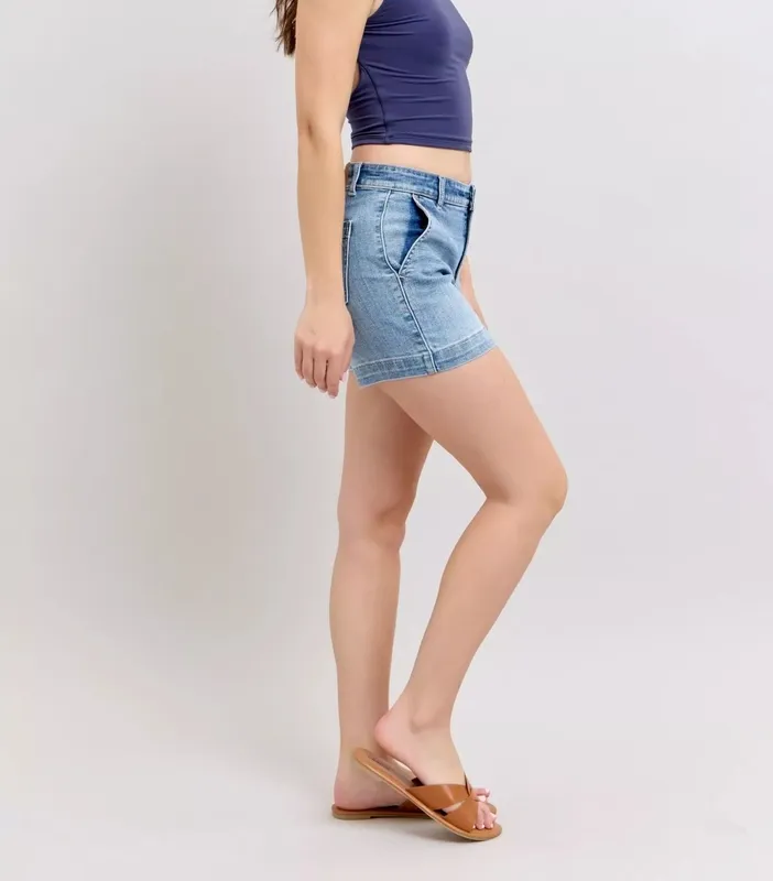Mid-Rise Denim Shorts