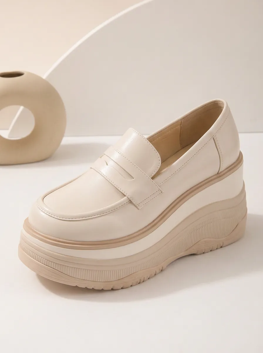 Unisex Penny-Style Slip-On Platform Loafers