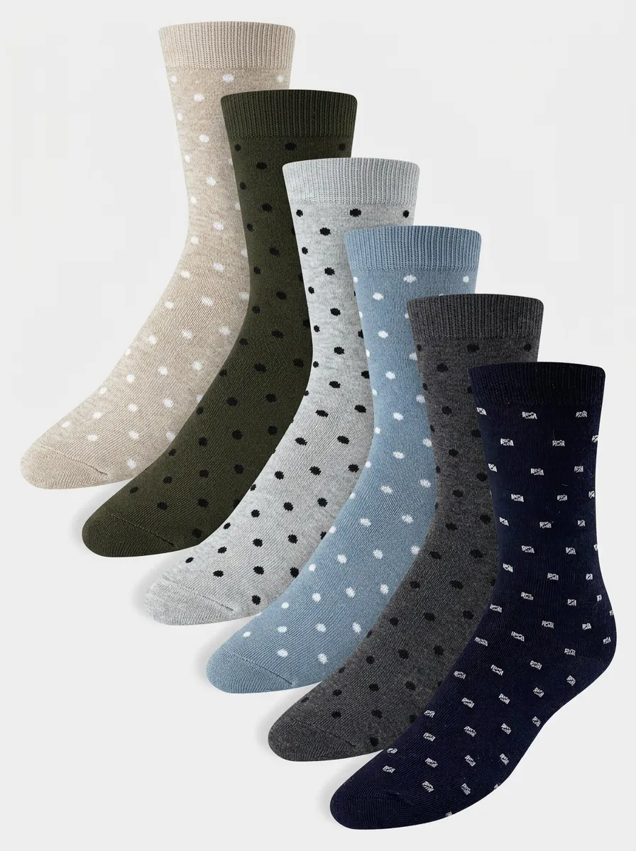 Men's Polka-Dot Ribbed Crew Sock Set