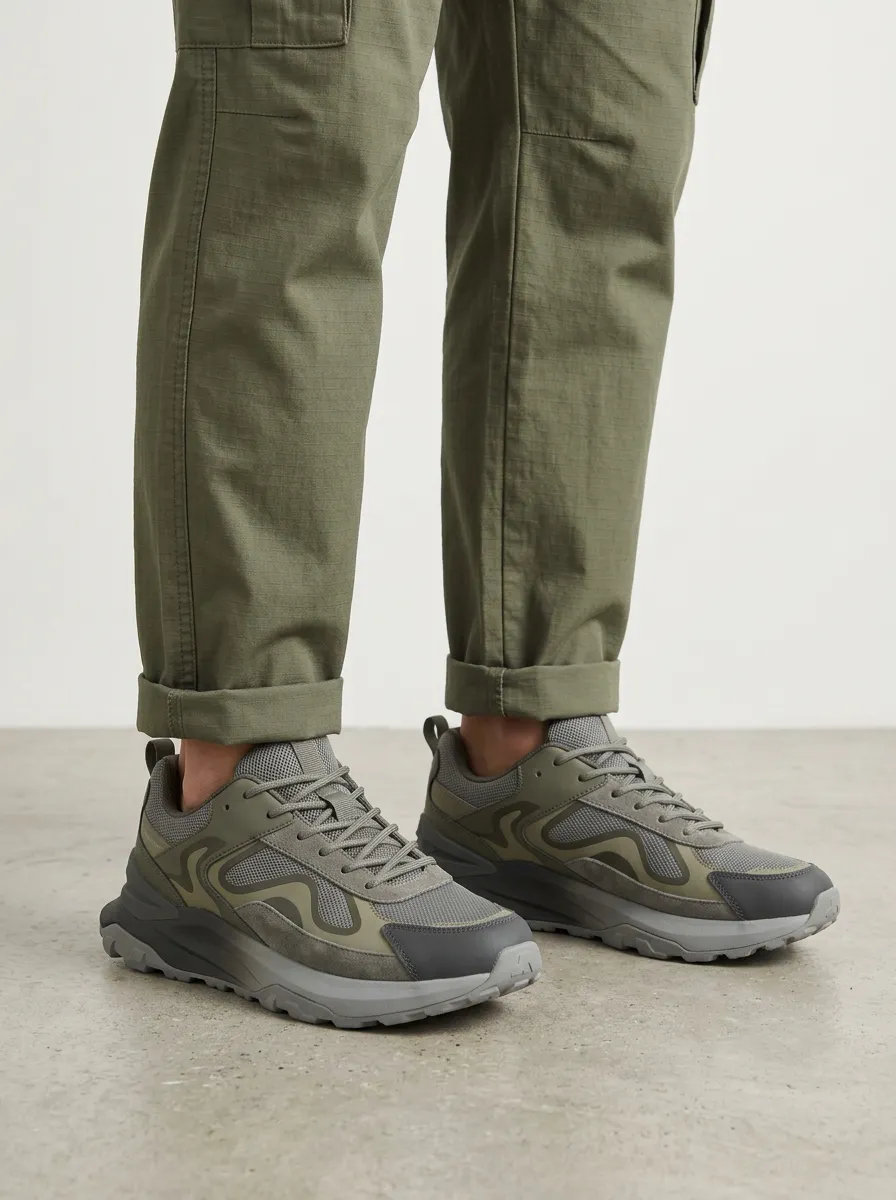 Suede Look Pattern Detail Sneakers