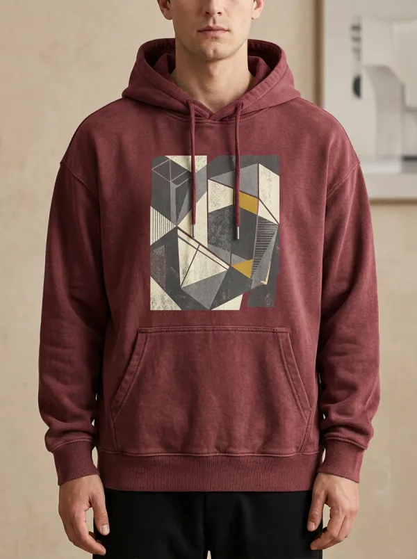 Men's Geometric Abstract Print Casual Hoodie