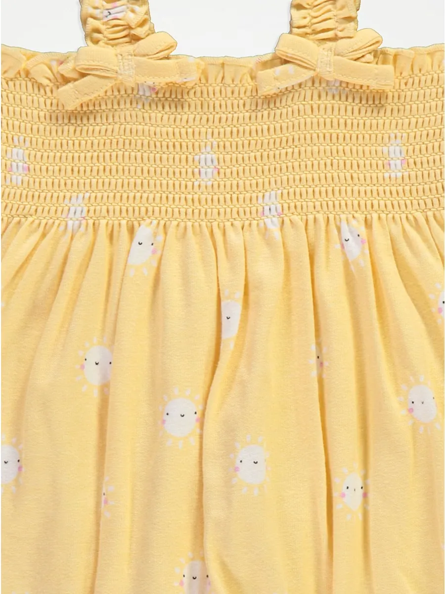 Smiley Sunshine Shirred Strappy Rompers 3 Pack