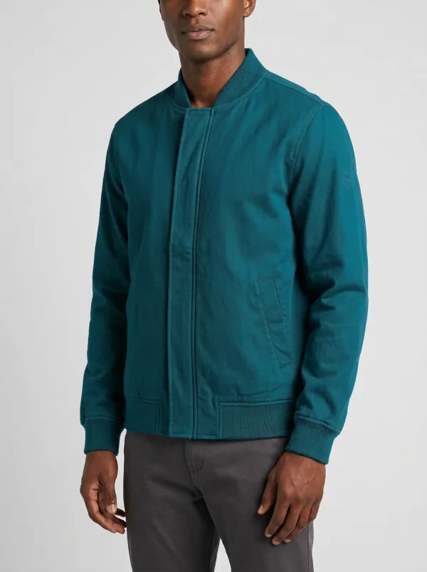 Men's Casual Olive Green Solid Minimalist Bomber Jacket