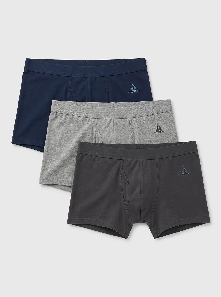 Men's Sailboat Embroidered Trunk Brief Set