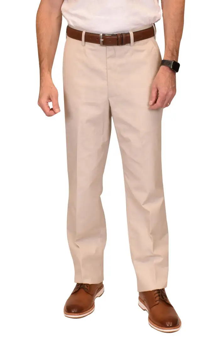 Classic Seersucker Poplin Flat Front Pleated Front Regular Rise Trousers