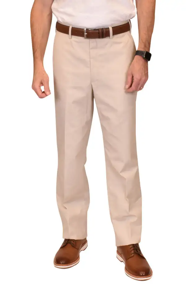 Classic Seersucker Poplin Flat Front Pleated Front Regular Rise Trousers