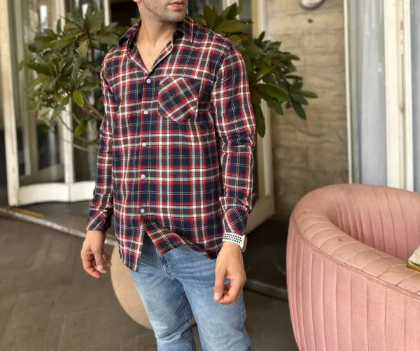 Navy Checked Casual Shirt