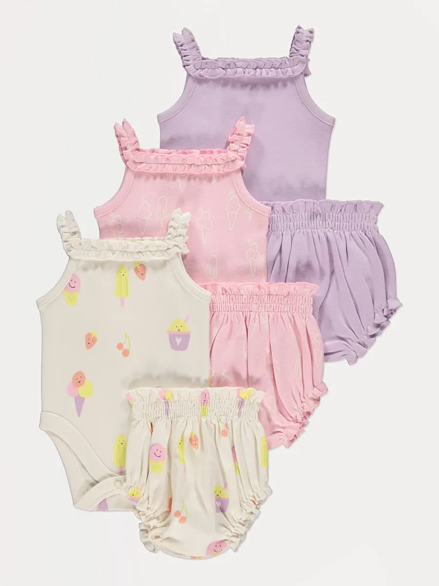 Ice Cream Sleeveless Bodysuits and Briefs 3 Pack