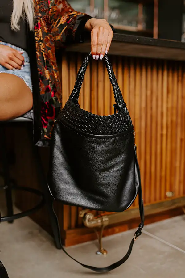 Faux Leather Woven Carryall Tote