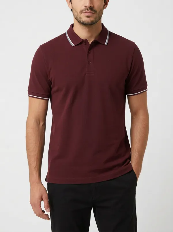 Men's Navy White Tipped Collar Polo Shirt