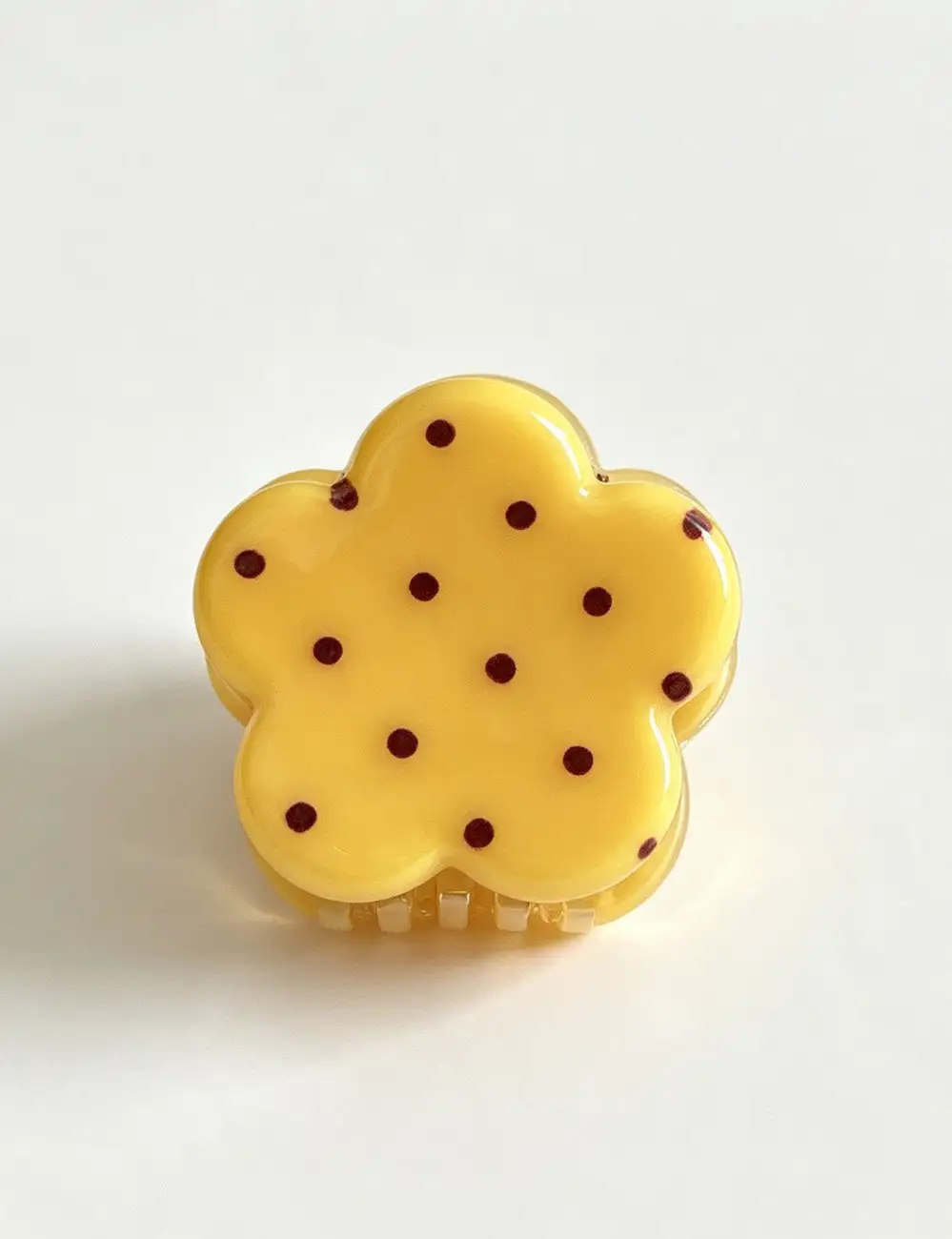Flower Shape Polka Dot Print Mini Hair Claw Clip