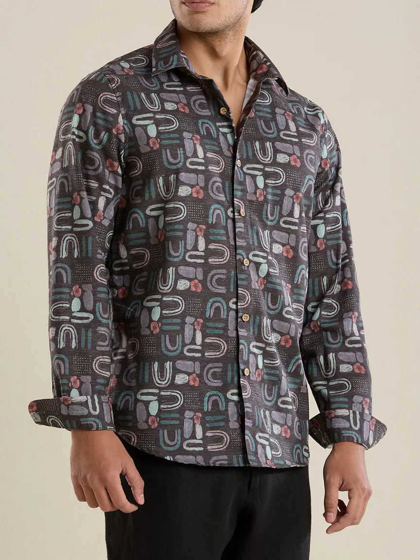 Everyday Slim Fit Printed Linen Men's Formal Shirt