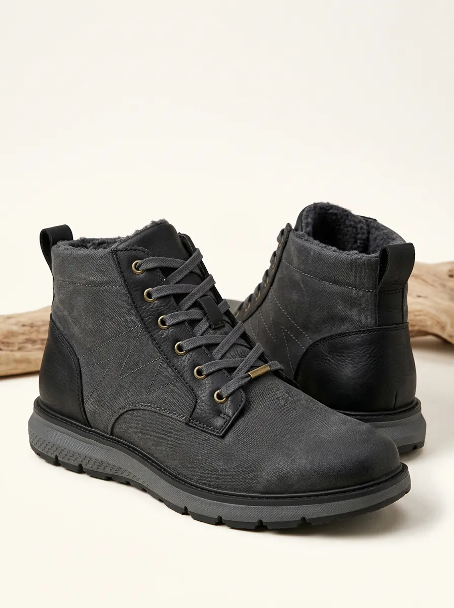 Heritage Lace-Up Zigzag Finish Unisex Warm Boots