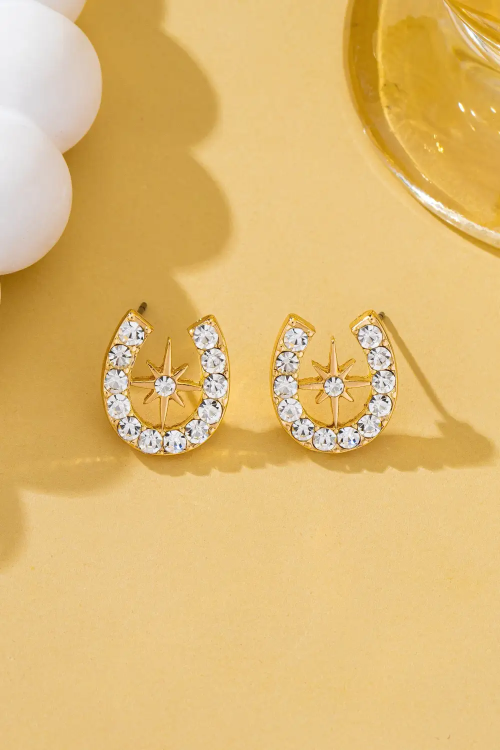 Pave Crystal Horseshoe Star Stud