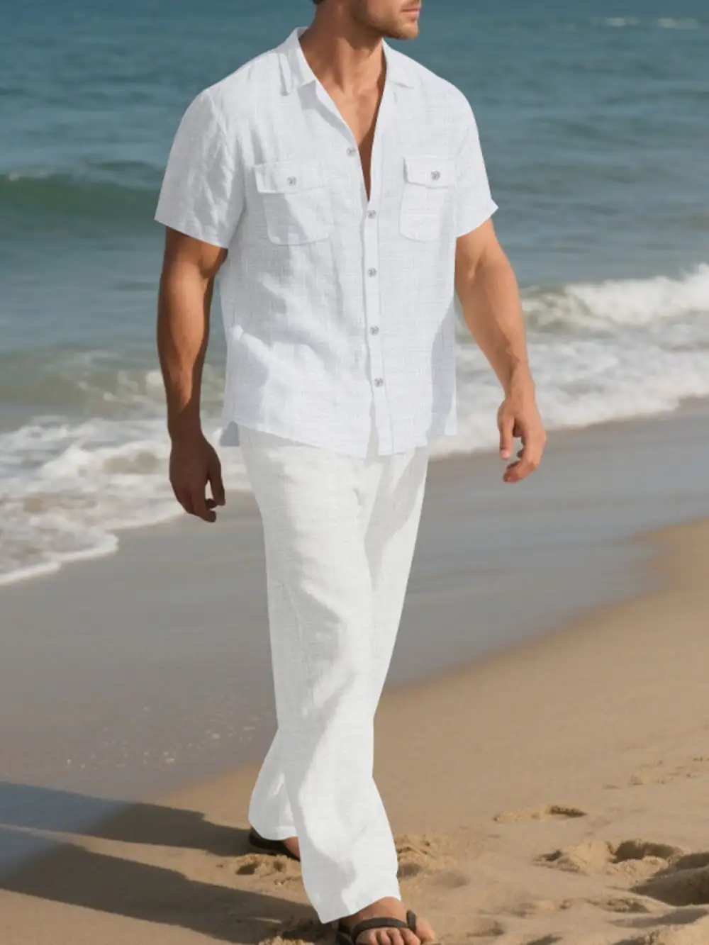 Men's Full Size Casual Button Up Shirt and Pants
