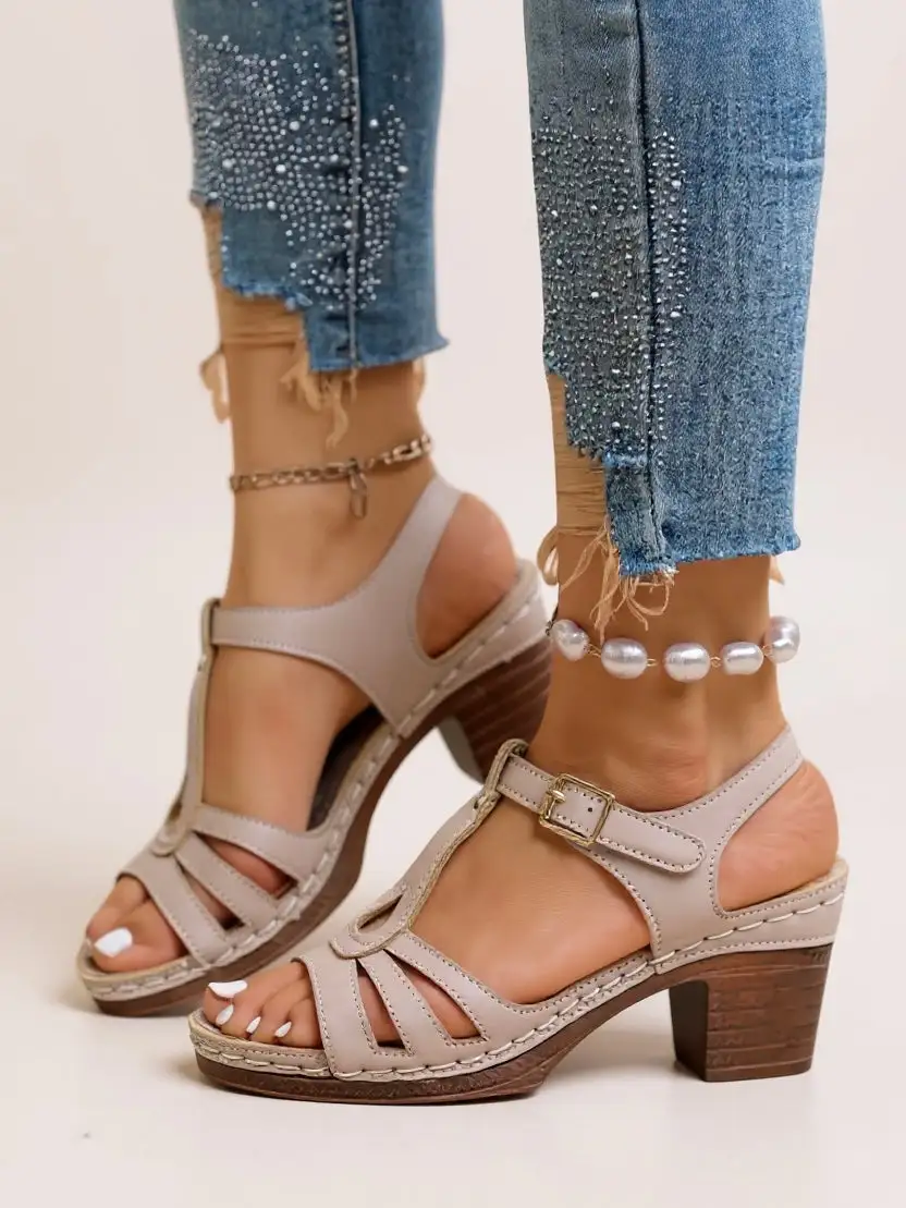  Gladiator Strappy Block Heel Sandals Apparel