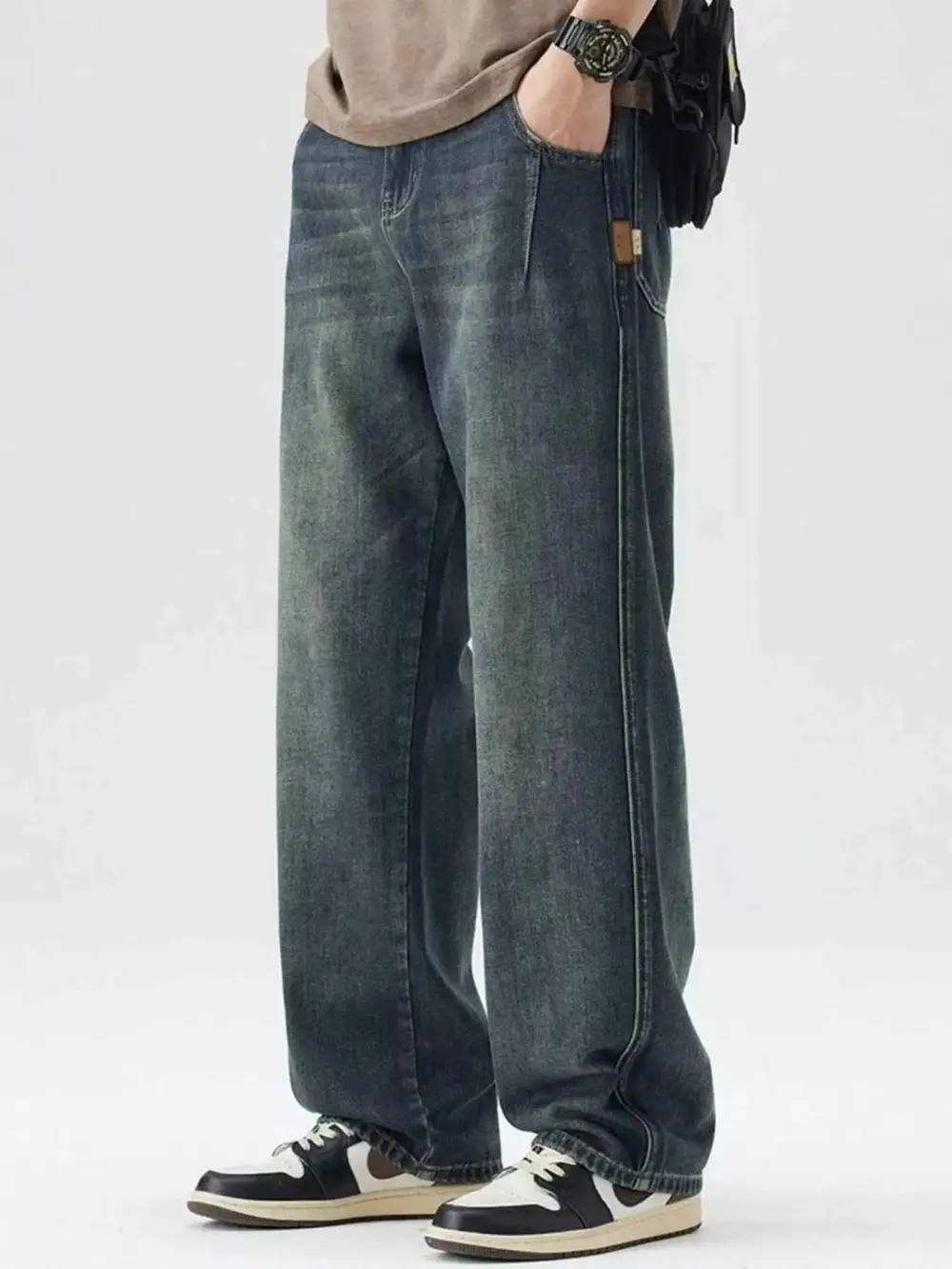 Casual Washed Wide Leg Relaxed Fit Jeans