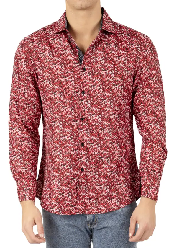Textured Button Up Dress Shirt