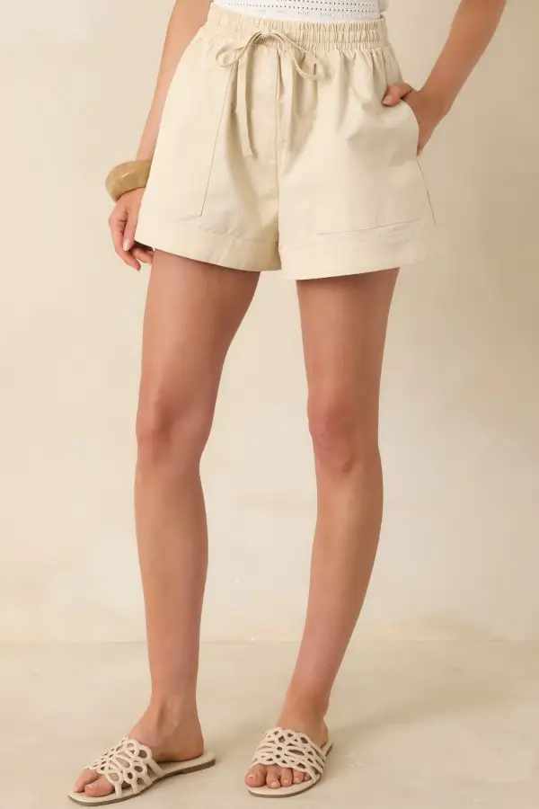 Streamlined Drawstring Cotton Shorts