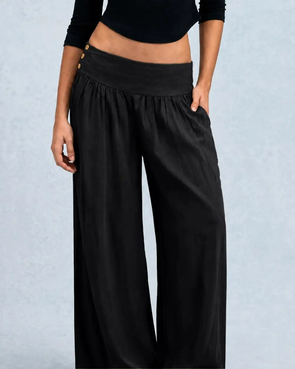 High Waist Wide Leg Flowy Trousers