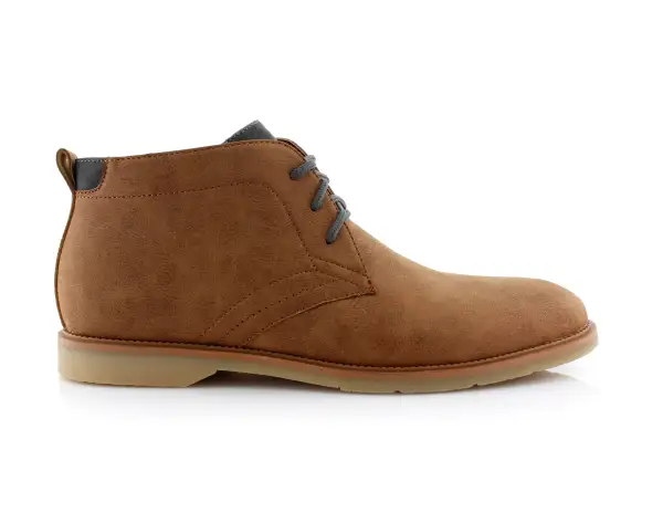 Faux-Leather Lace-Up Chukka Boots