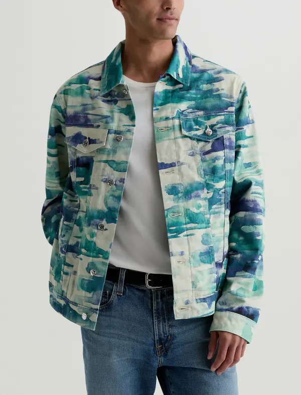 Men's Button Front Stretch Trucker Jacket
