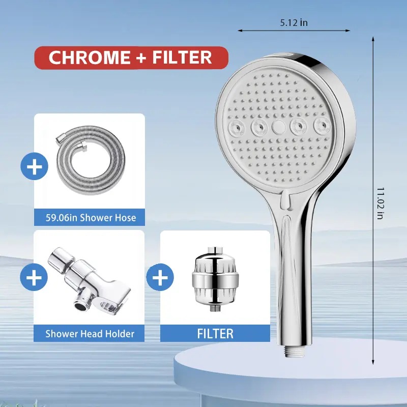 Chrome shower head with filter option
