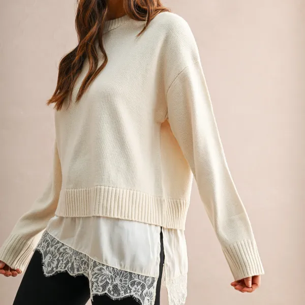 Satin Lace Layered Top