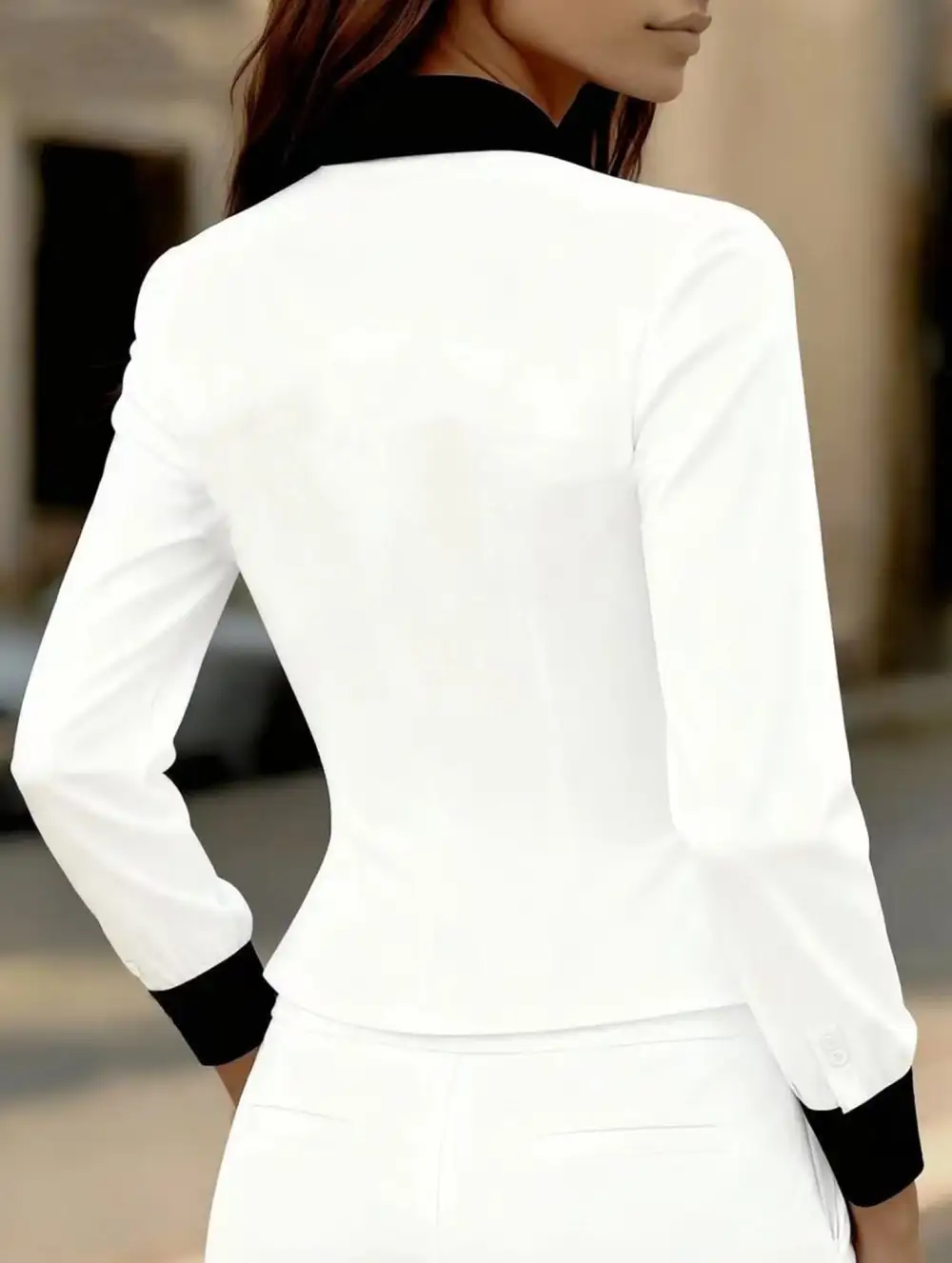Contrast Lapel Long Sleeve Shirt
