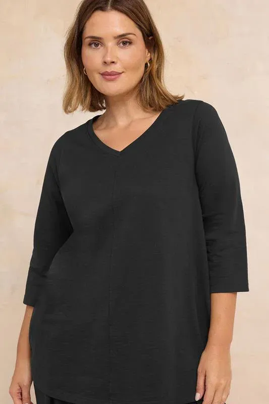 Black V-Neck Cotton Top