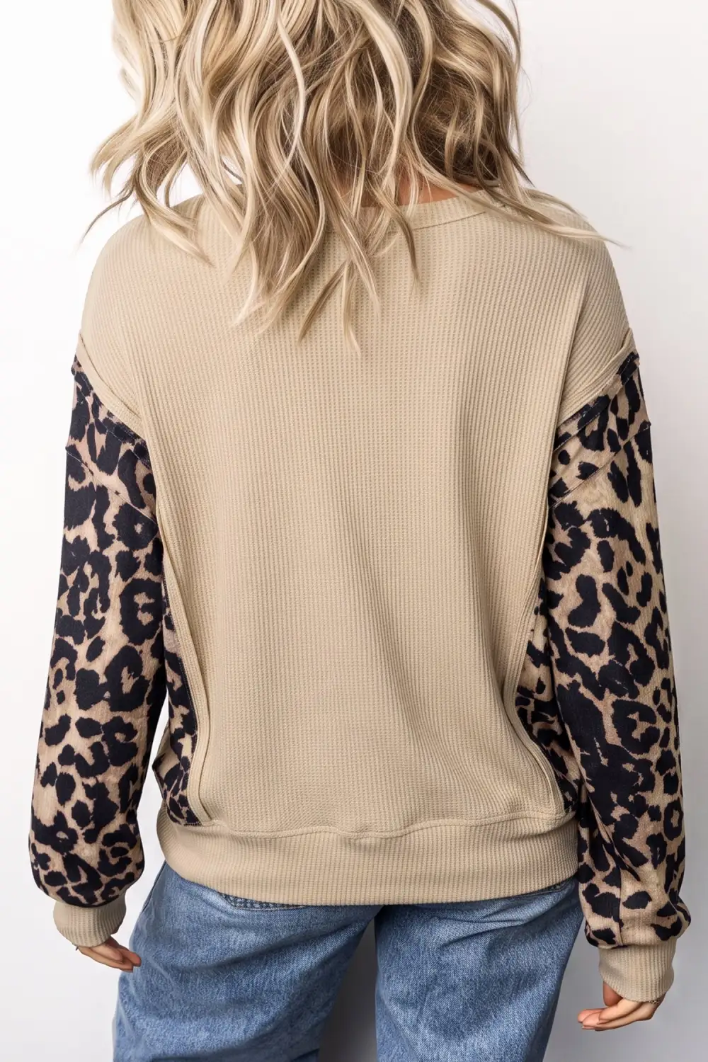 Leopard Print Ribbed Relaxed Long Sleeve Top