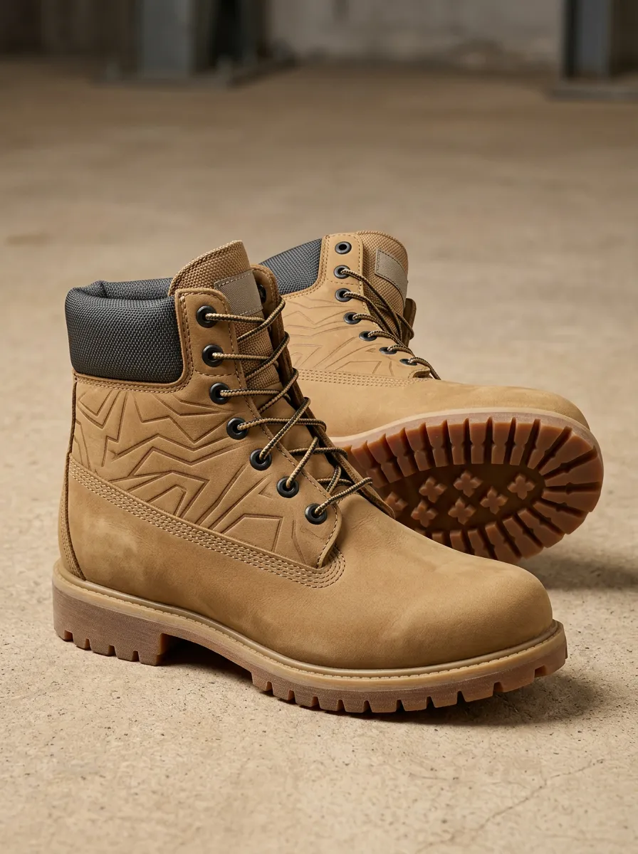 Unisex Everyday Geometric Pattern Embossed Print Work Boots