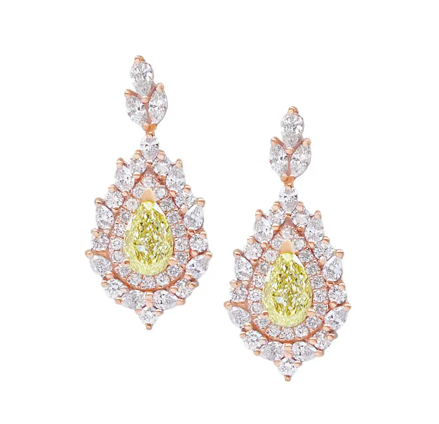 Pear Shape Diamond Double Halo Earrings