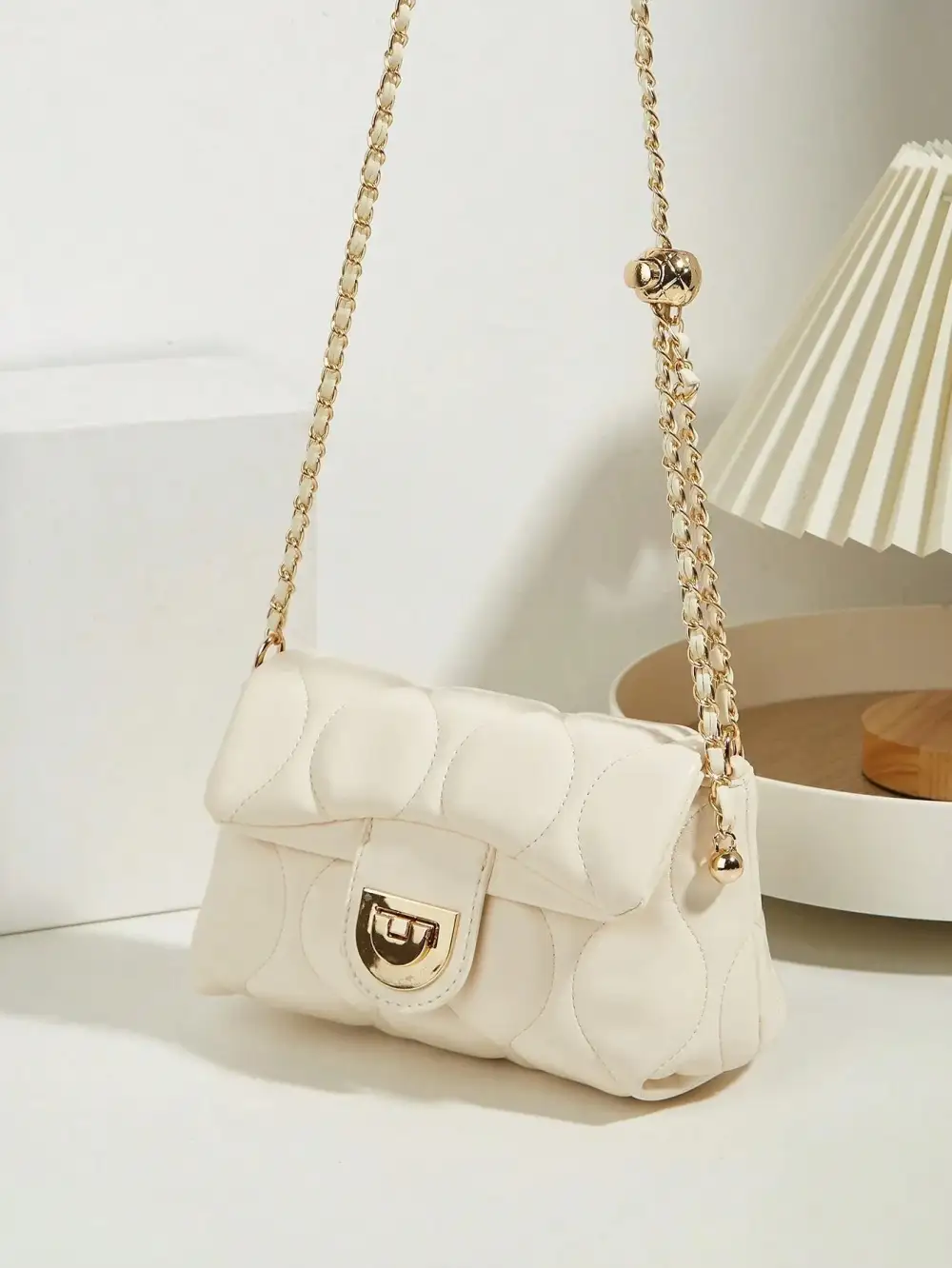 Vintage Retro Bag with Rhombic Chain and Lucky Beads