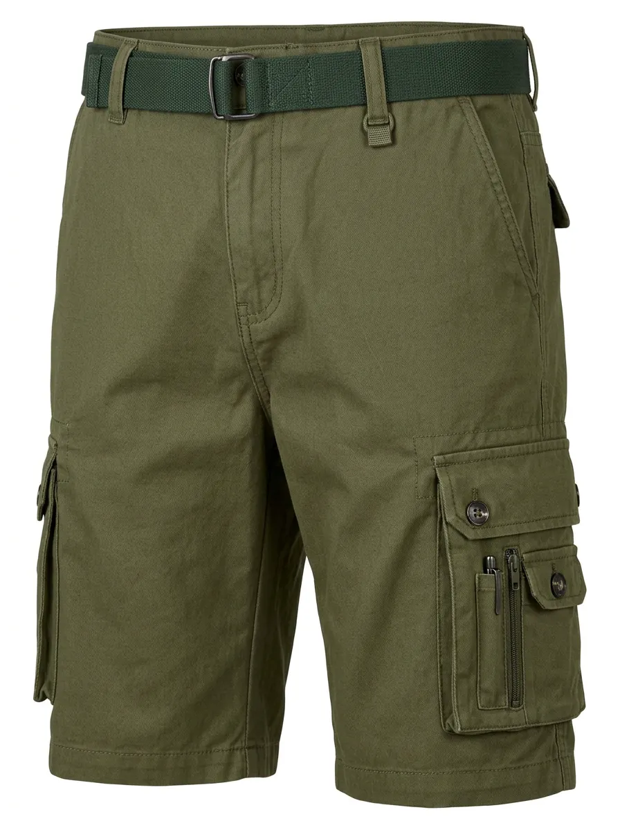 Men's Button-Flap Pockets Natural Waist Cargo Shorts