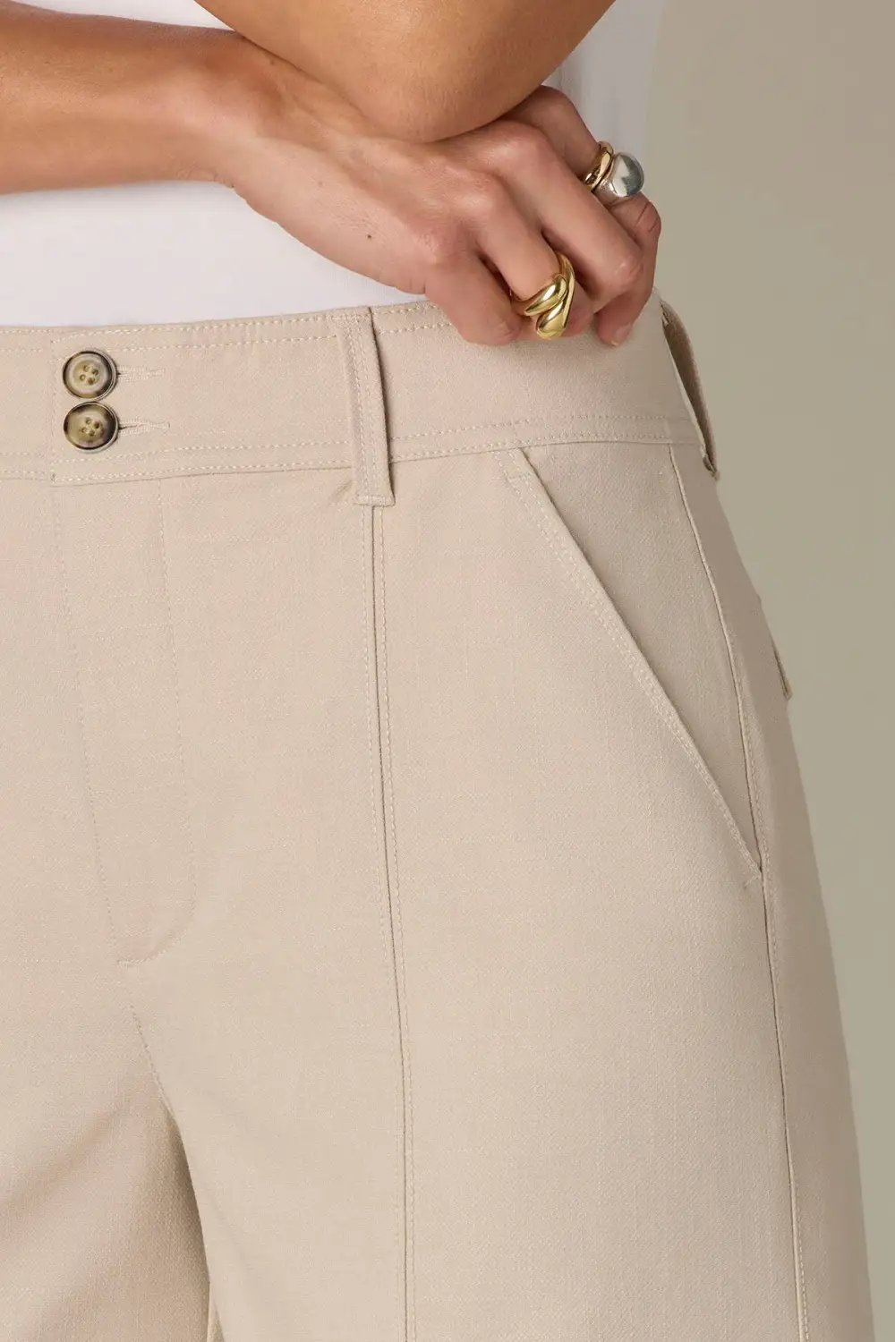 Front Seam Trouser Shorts Double Button