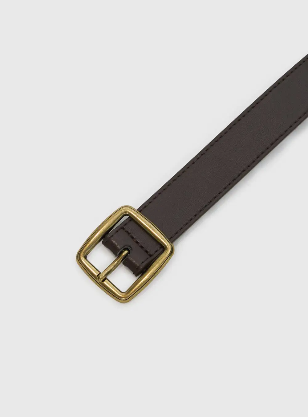 Defined Buckle Faux Leather Belt