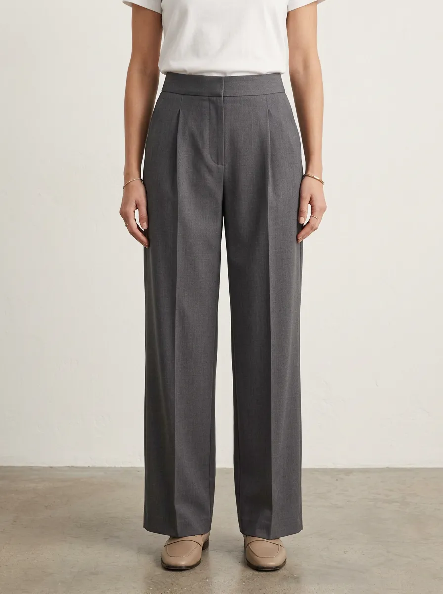 Modern Design Pleated Wide-Leg Trousers