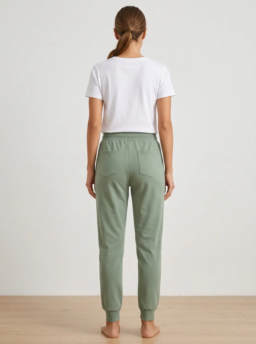 Women's Drawstring Joggers with Mountain Embroidery