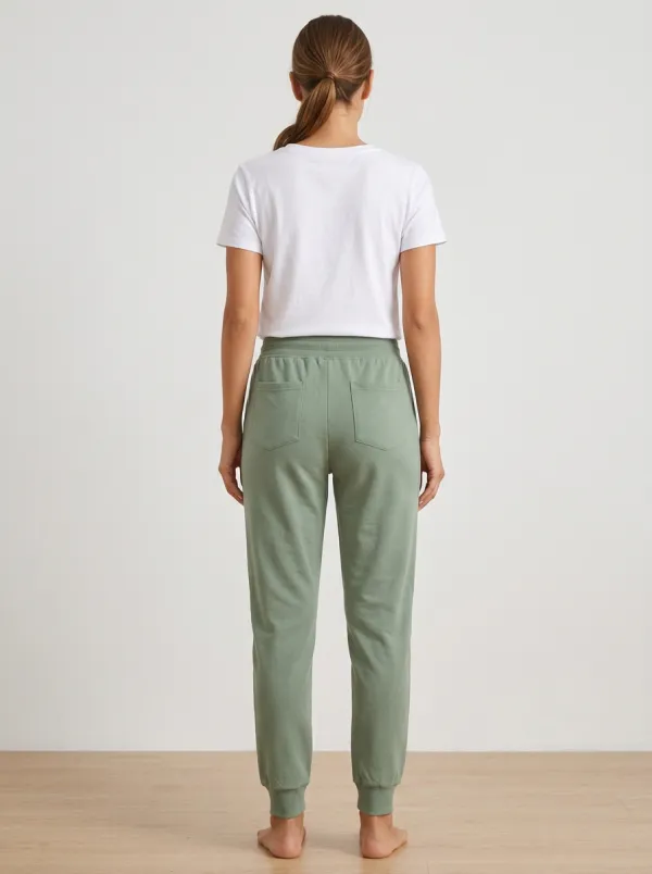 Women's Drawstring Joggers with Mountain Embroidery