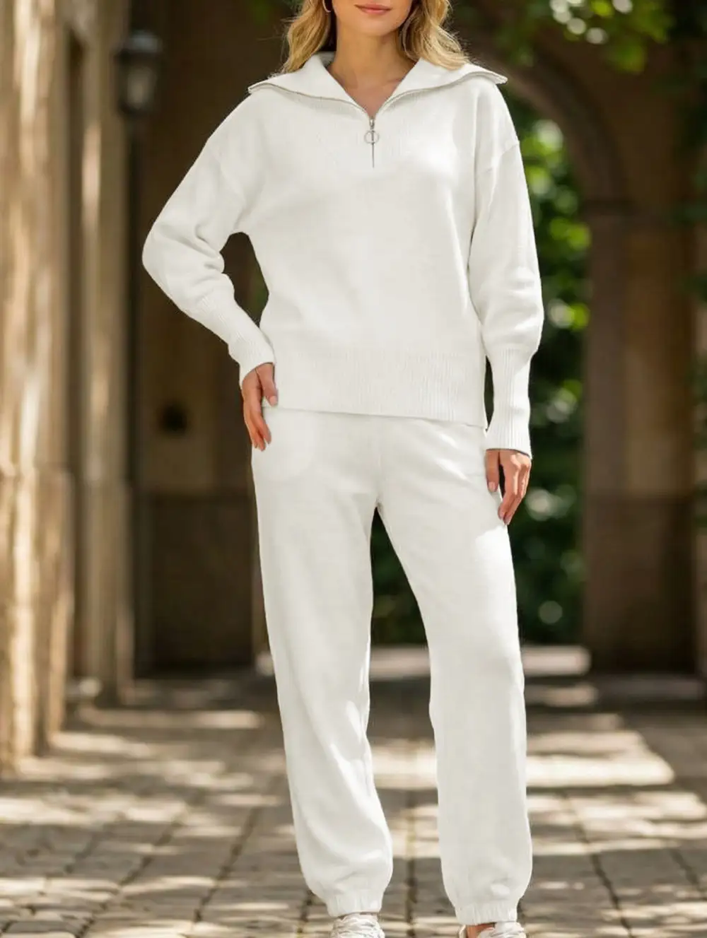 Zip-Up Hoodie Plus Size Two-Piece Set