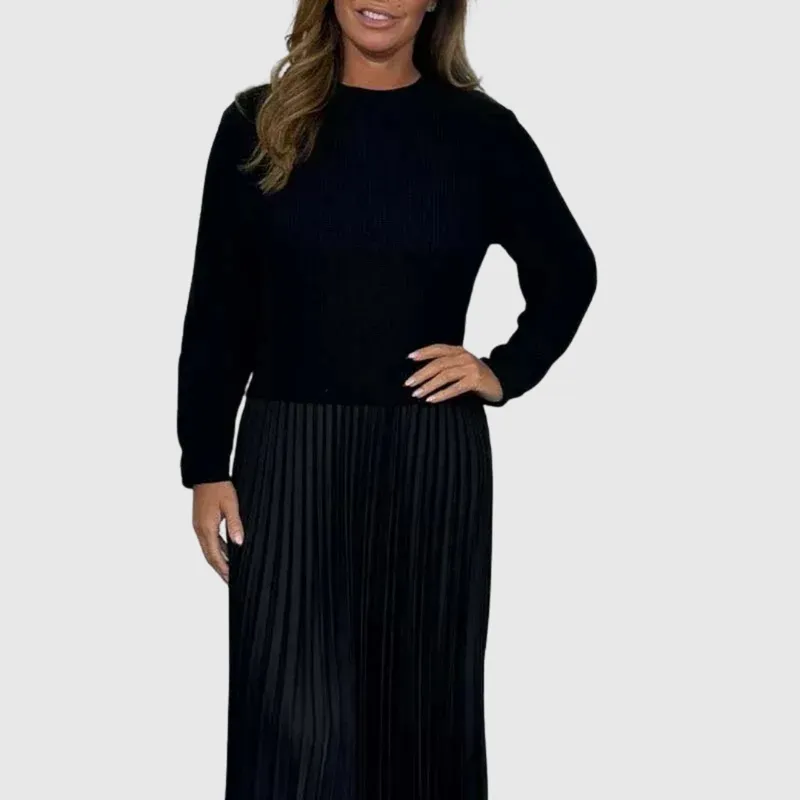 Maxi Dress With Sweater & Pleated Skirt