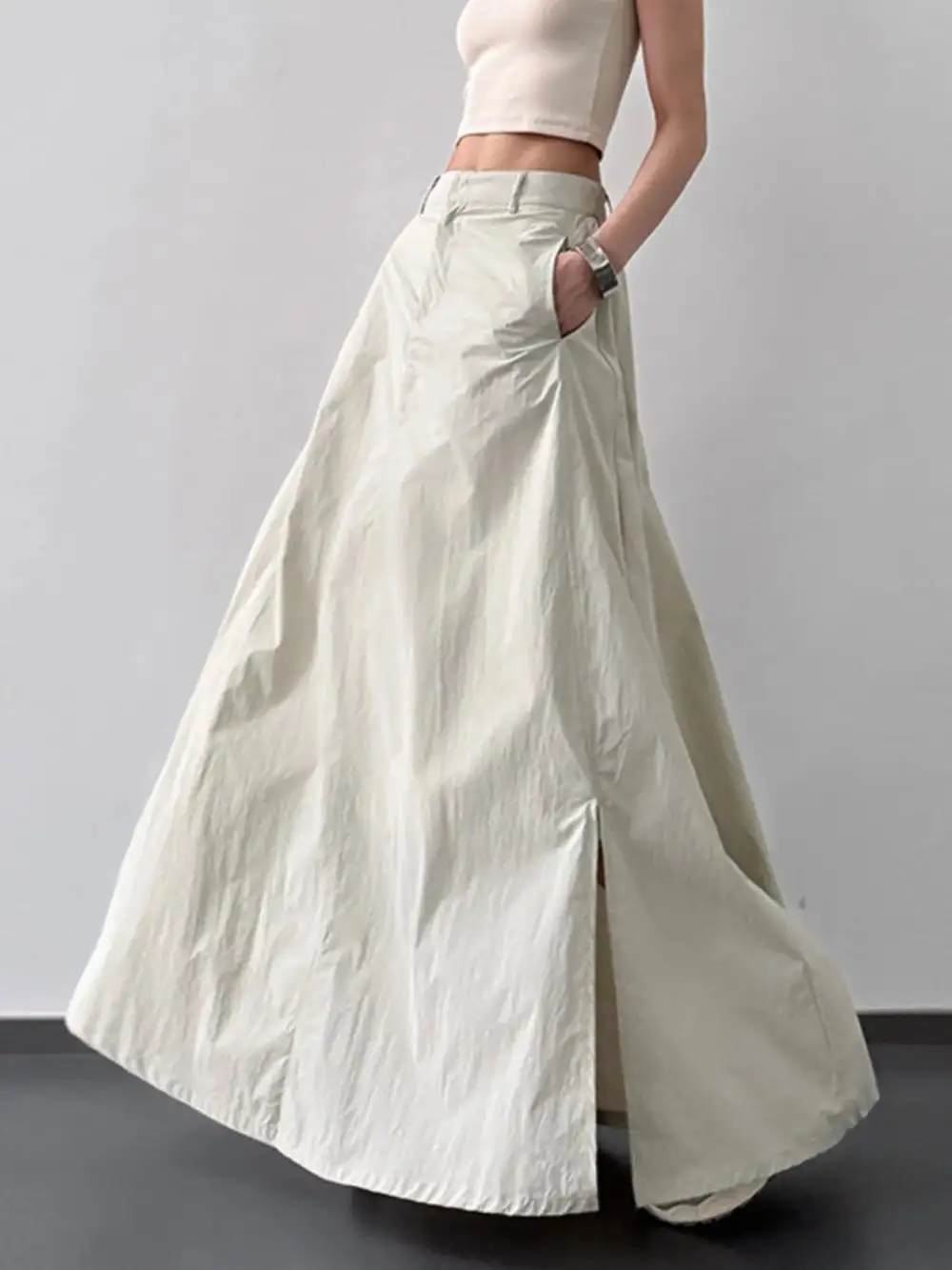 High Waisted Slit Maxi Skirt