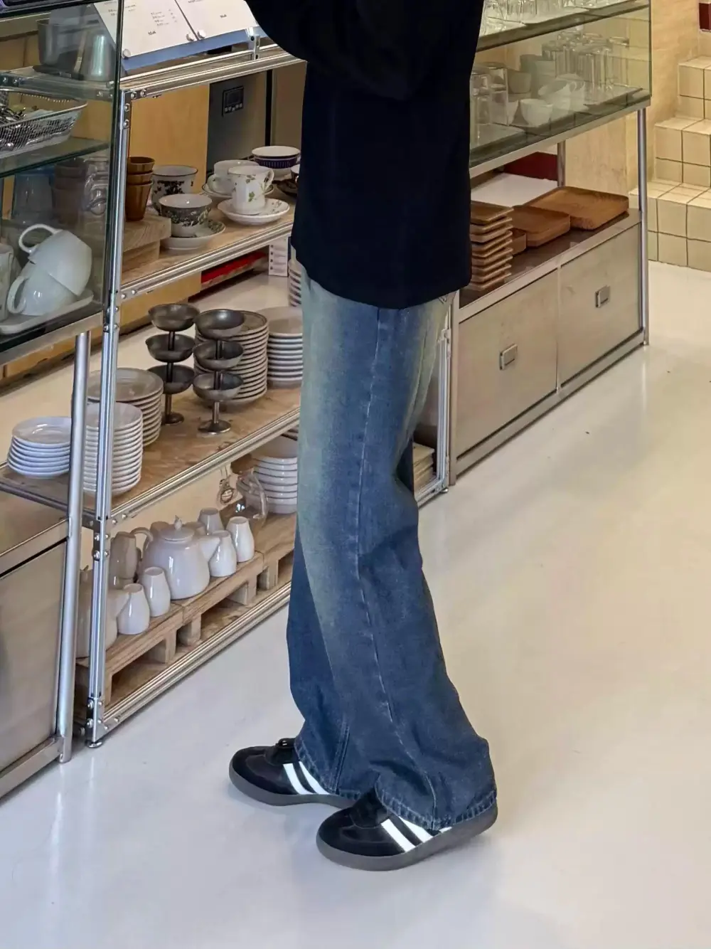 Acid Wash Straight Leg Jeans