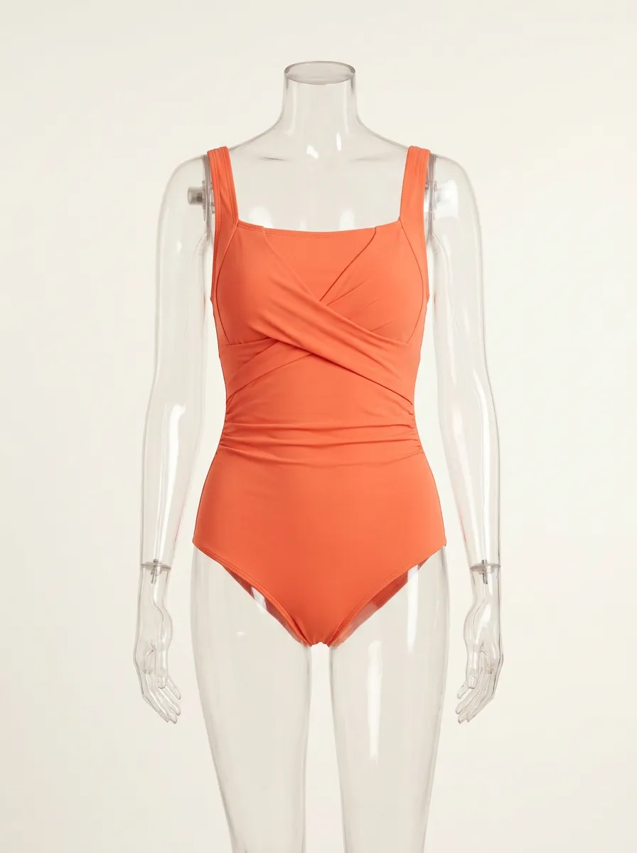 Crisscross Ruched One-Piece Swimsuit
