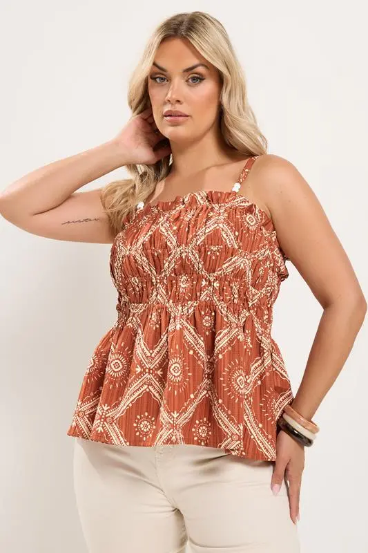Rust Orange Abstract Vest Top