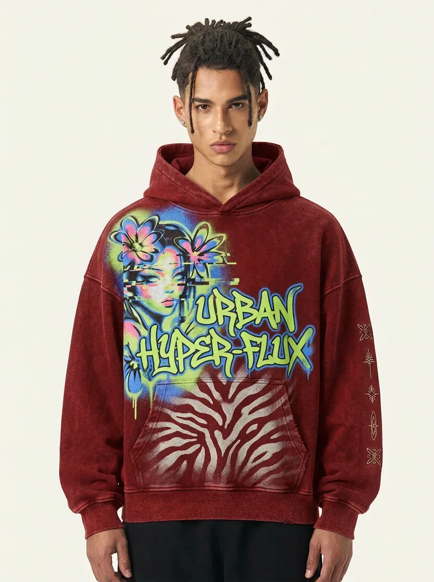 Unisex Streetwear Zebra Glitch Hoodie