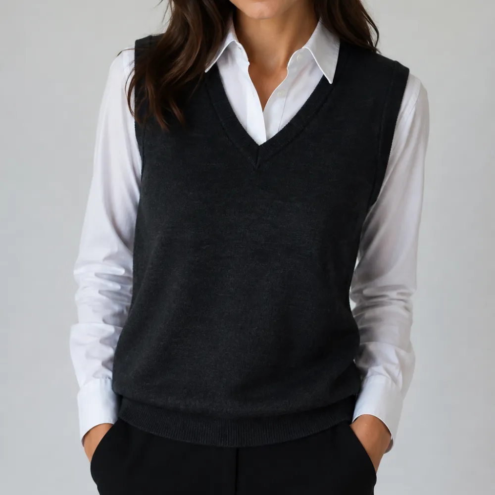 Deep V Neck Wool Vest