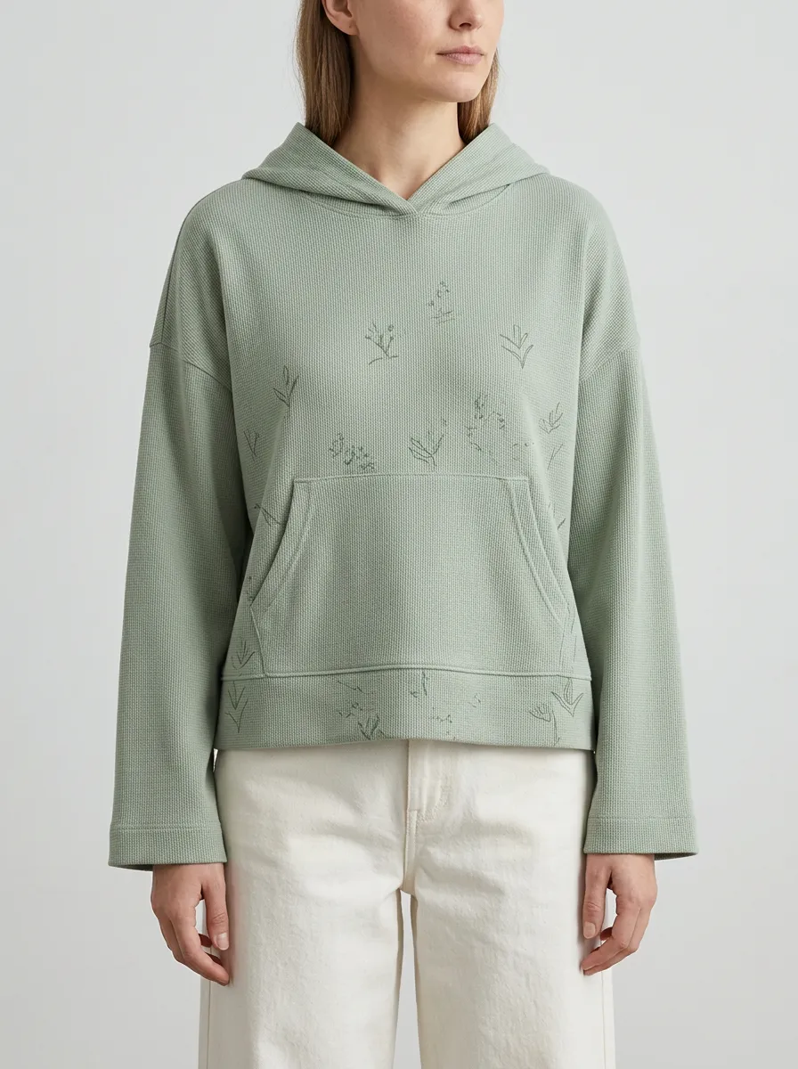 Women's Botanical Line Art Nature Inspired Graphic Hoodie